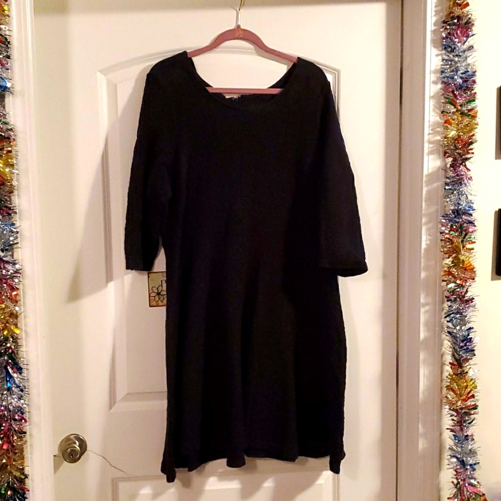 3/4 Sleeve Black Dress